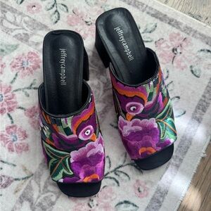 Jeffrey Campbell Embroidered Mules 8.5